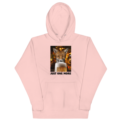Funny Just One More Fox premium graphic hoodie in light pink by Boozy Fox