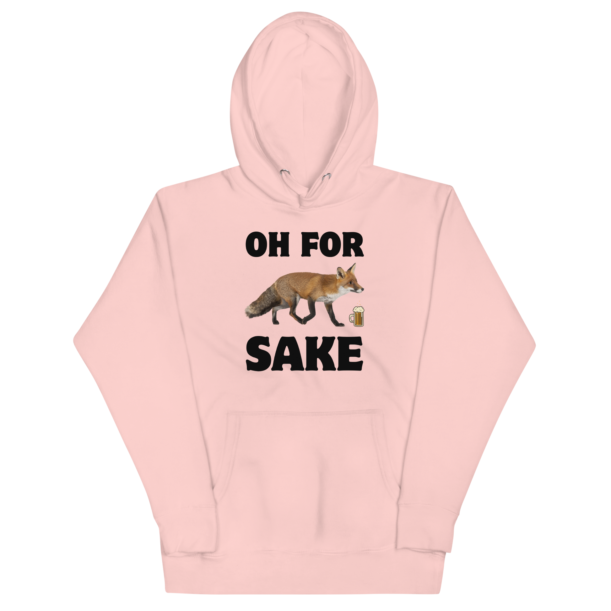 Funny Oh For Fox Sake premium graphic hoodie in light pink by Boozy Fox