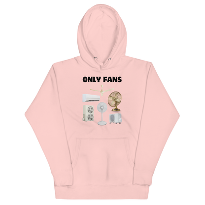Funny Only Fans parody premium graphic hoodie in light pink by Boozy Fox