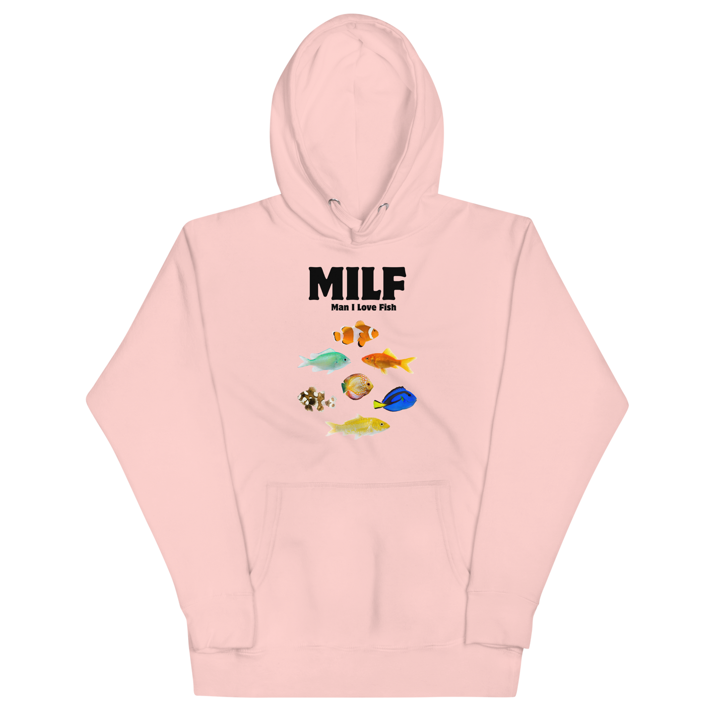 Funny Man I Love Fish premium graphic hoodie in light pink by Boozy Fox