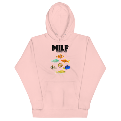 Funny Man I Love Fish premium graphic hoodie in light pink by Boozy Fox