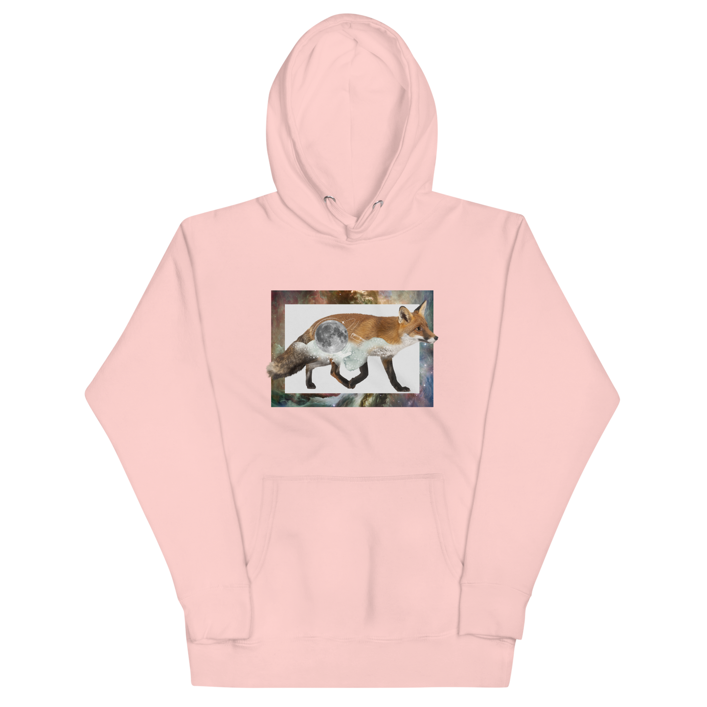Funny Space Fox premium graphic hoodie in light pink by Boozy Fox