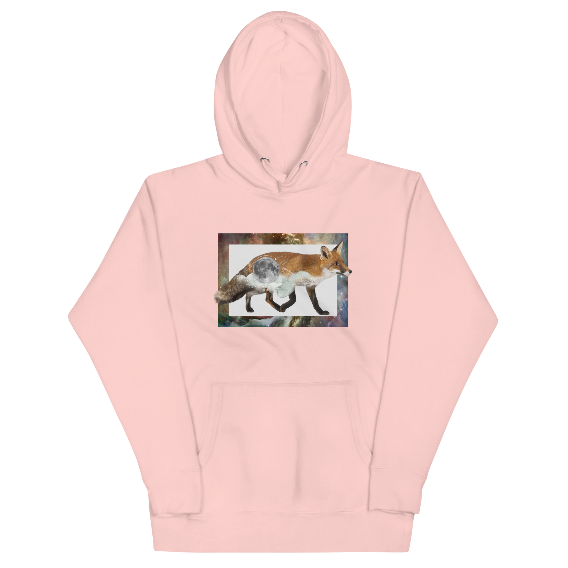 Funny Space Fox premium graphic hoodie in light pink by Boozy Fox