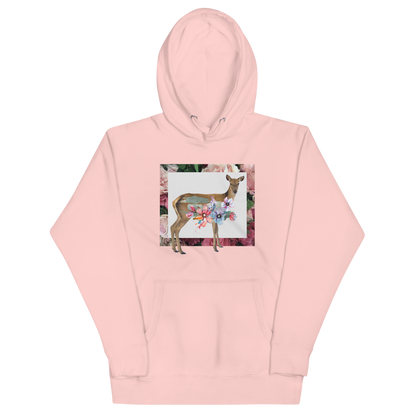 Funny Floral Deer summer premium graphic hoodie in light pink by Boozy Fox