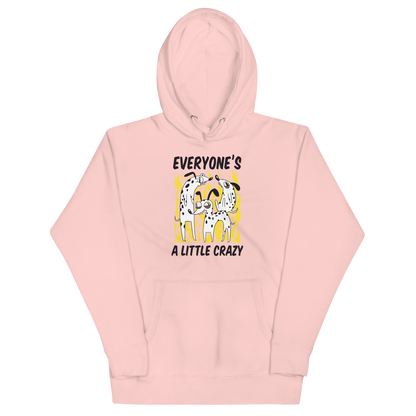 Funny Everyone's A Little Crazy dog premium graphic hoodie in light pink by Boozy Fox