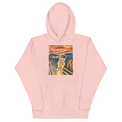 Funny The Screaming Cat parody premium graphic hoodie in light pink by Boozy Fox