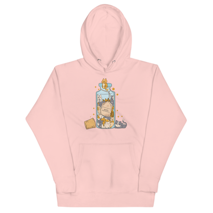 Funny Purrscription: Anti-depressants Cat premium graphic hoodie in light pink by Boozy Fox