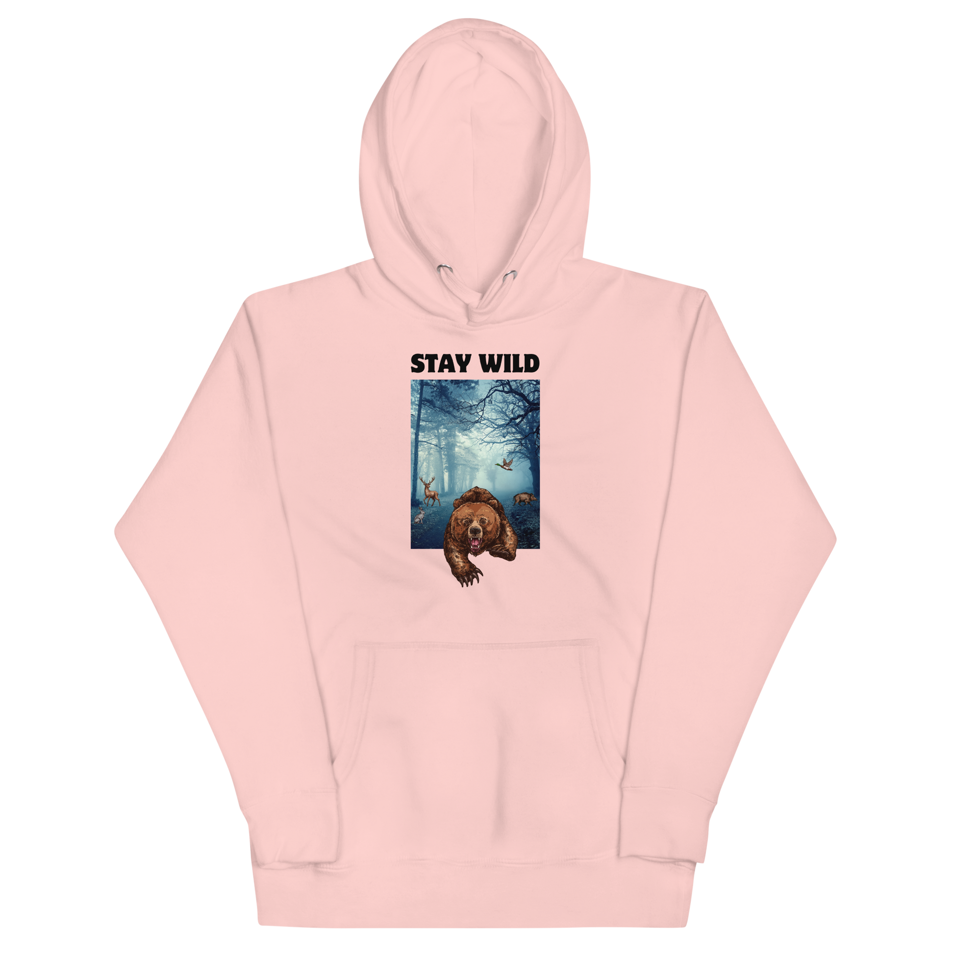 Funny Stay Wild Bear premium graphic hoodie in light pink by Boozy Fox