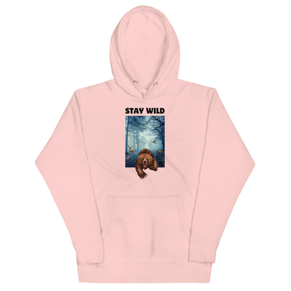 Funny Stay Wild Bear premium graphic hoodie in light pink by Boozy Fox