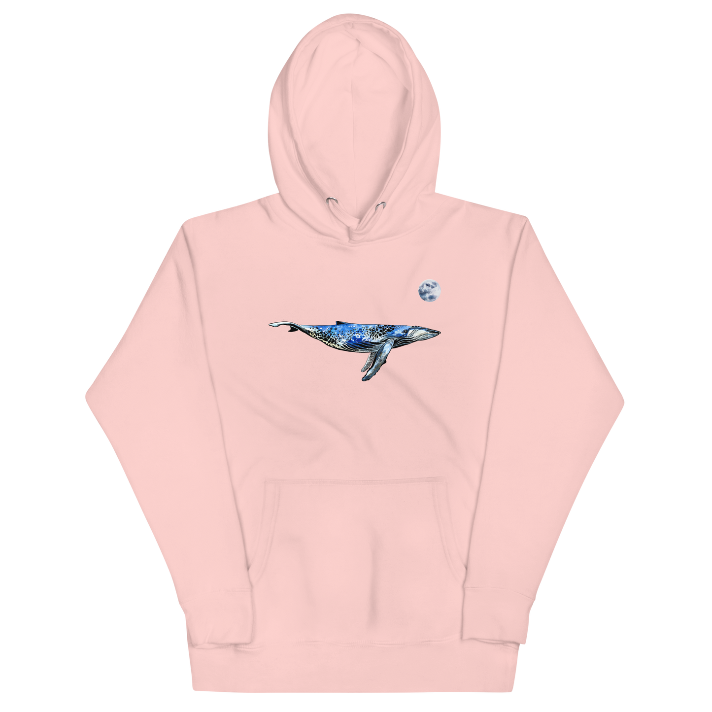 Funny Whale under the moon premium graphic hoodie in light pink by Boozy Fox