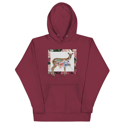 Funny Floral Deer summer premium graphic hoodie in maroon by Boozy Fox