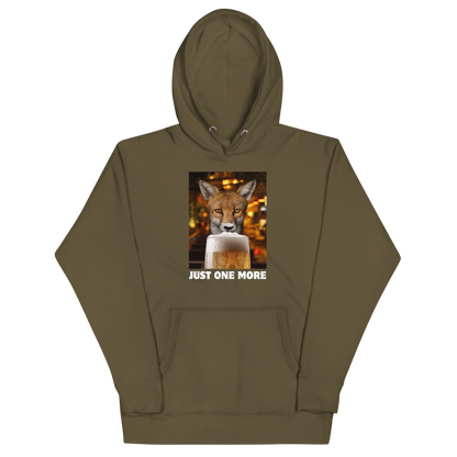 Funny Just One More Fox premium graphic hoodie in military green by Boozy Fox