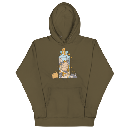 Funny Purrscription: Anti-depressants Cat premium graphic hoodie in military green by Boozy Fox