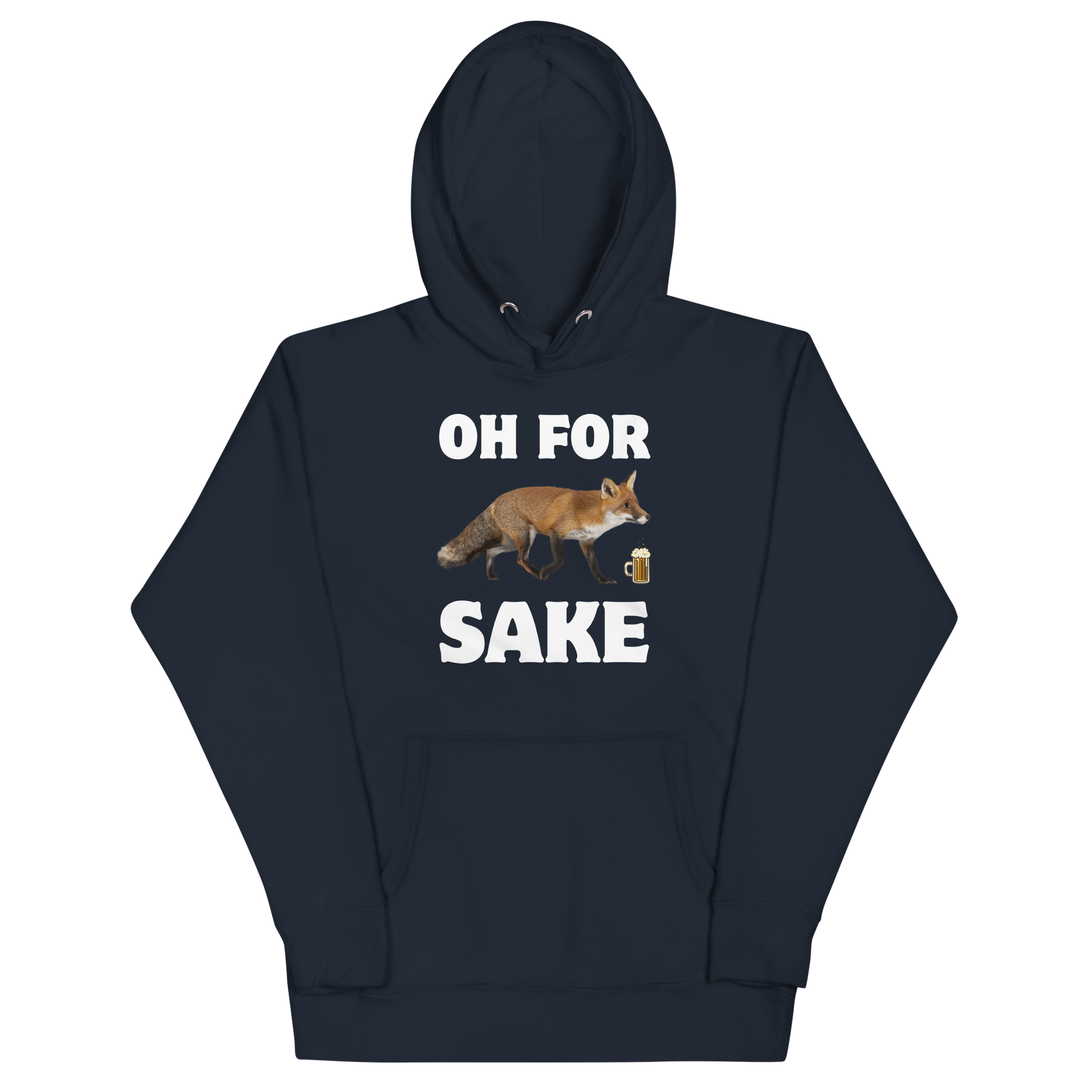 Funny Oh For Fox Sake premium graphic hoodie in navy blazer by Boozy Fox