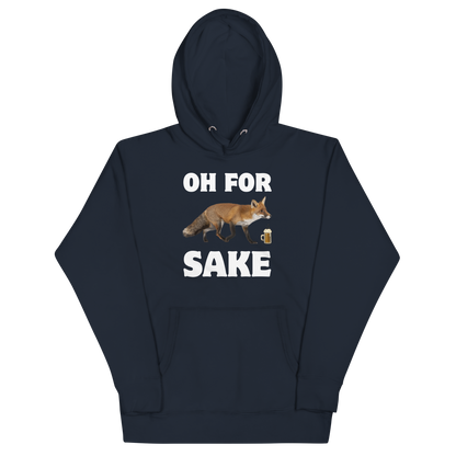 Funny Oh For Fox Sake premium graphic hoodie in navy blazer by Boozy Fox