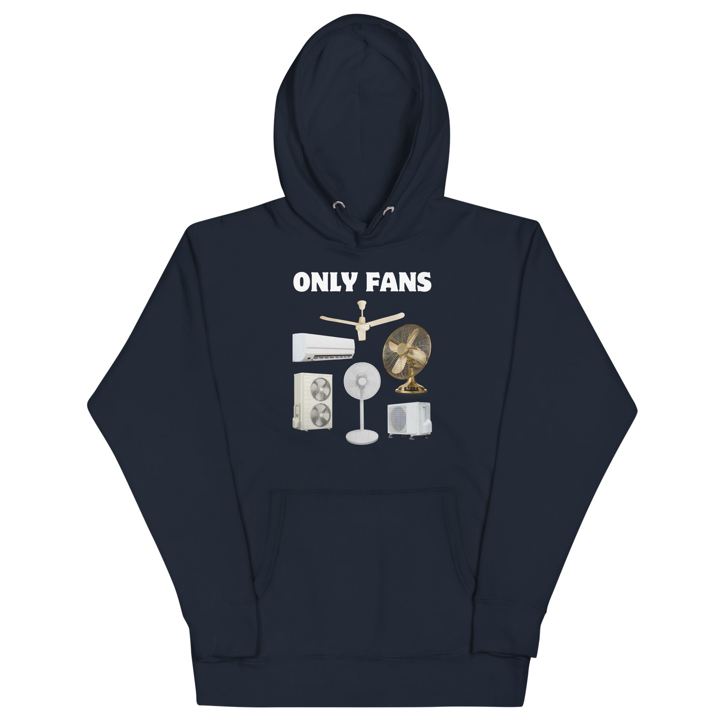 Funny Only Fans parody premium graphic hoodie in navy blazer by Boozy Fox