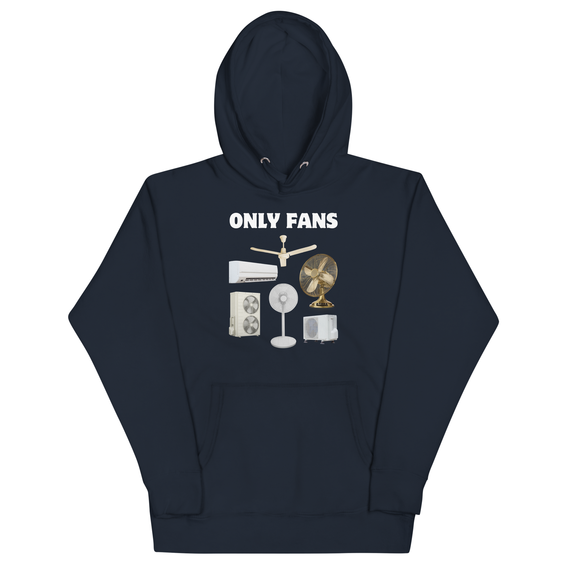 Funny Only Fans parody premium graphic hoodie in navy blazer by Boozy Fox