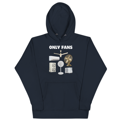 Funny Only Fans parody premium graphic hoodie in navy blazer by Boozy Fox