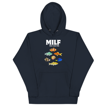 Funny Man I Love Fish premium graphic hoodie in navy blazer by Boozy Fox