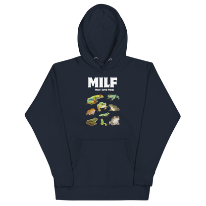 Funny Man I Love Frogs premium graphic hoodie in navy blazer by Boozy Fox