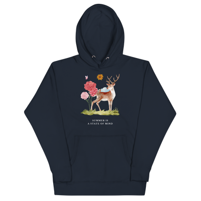 Funny Summer Is a State of Mind Deer premium graphic hoodie in navy blazer by Boozy Fox