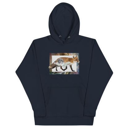 Funny Space Fox premium graphic hoodie in navy blazer by Boozy Fox