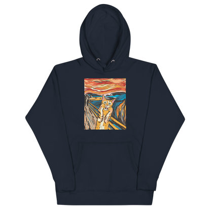 Funny The Screaming Cat parody premium graphic hoodie in navy blazer by Boozy Fox