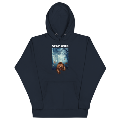 Funny Stay Wild Bear premium graphic hoodie in navy blazer by Boozy Fox