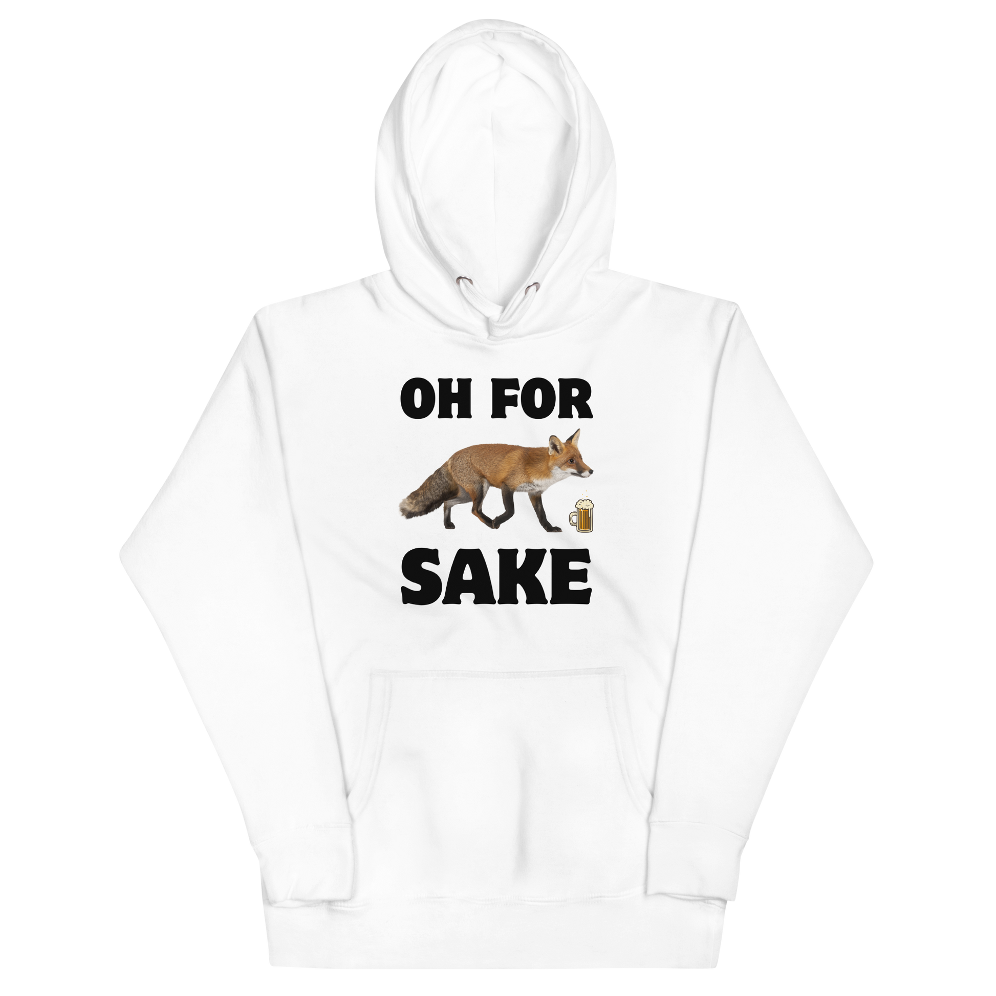 Funny Oh For Fox Sake premium graphic hoodie in white by Boozy Fox
