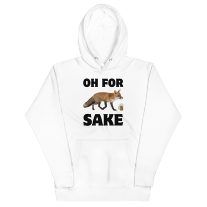 Funny Oh For Fox Sake premium graphic hoodie in white by Boozy Fox