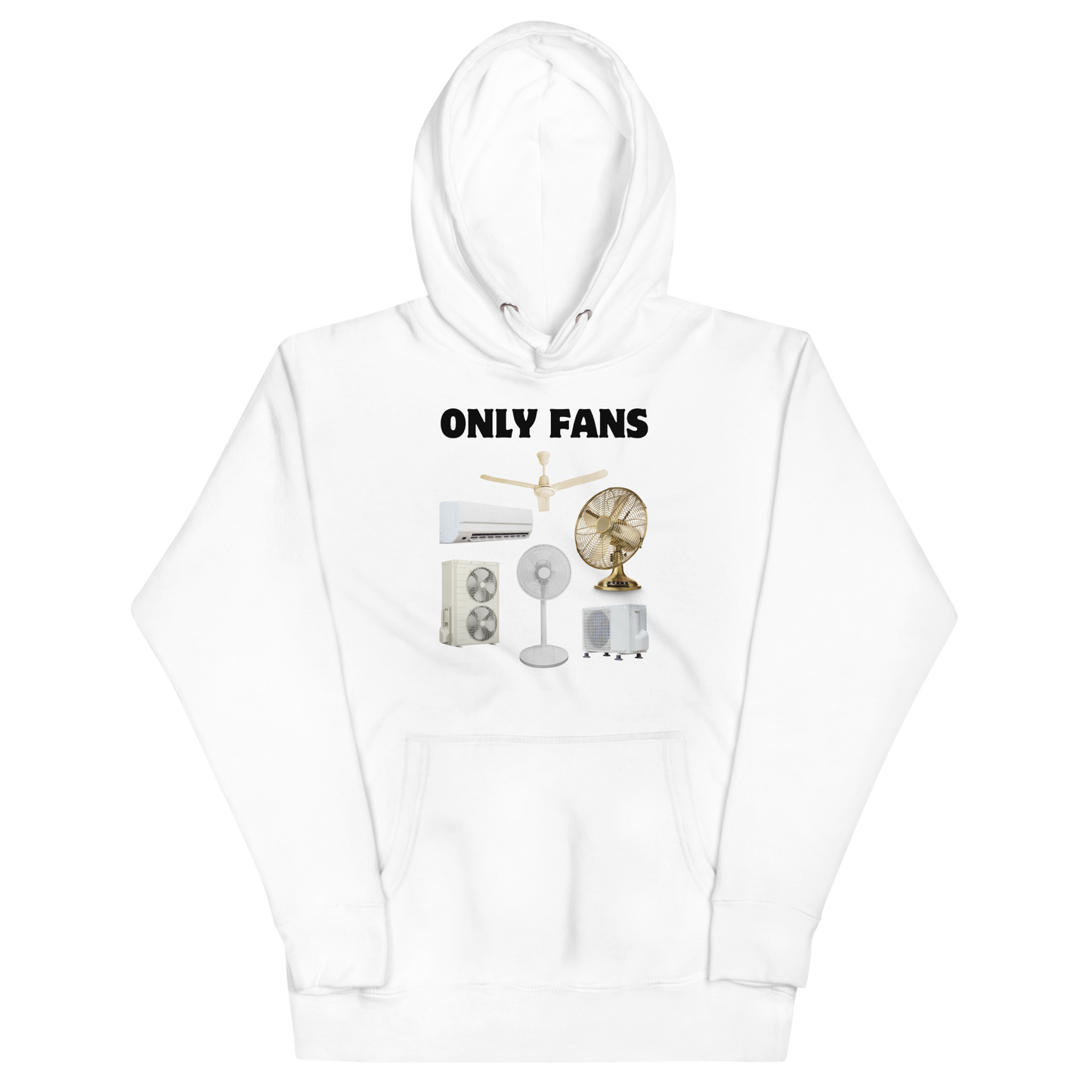 Funny Only Fans parody premium graphic hoodie in white by Boozy Fox
