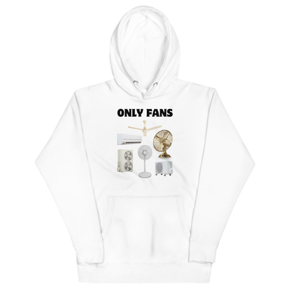 Funny Only Fans parody premium graphic hoodie in white by Boozy Fox
