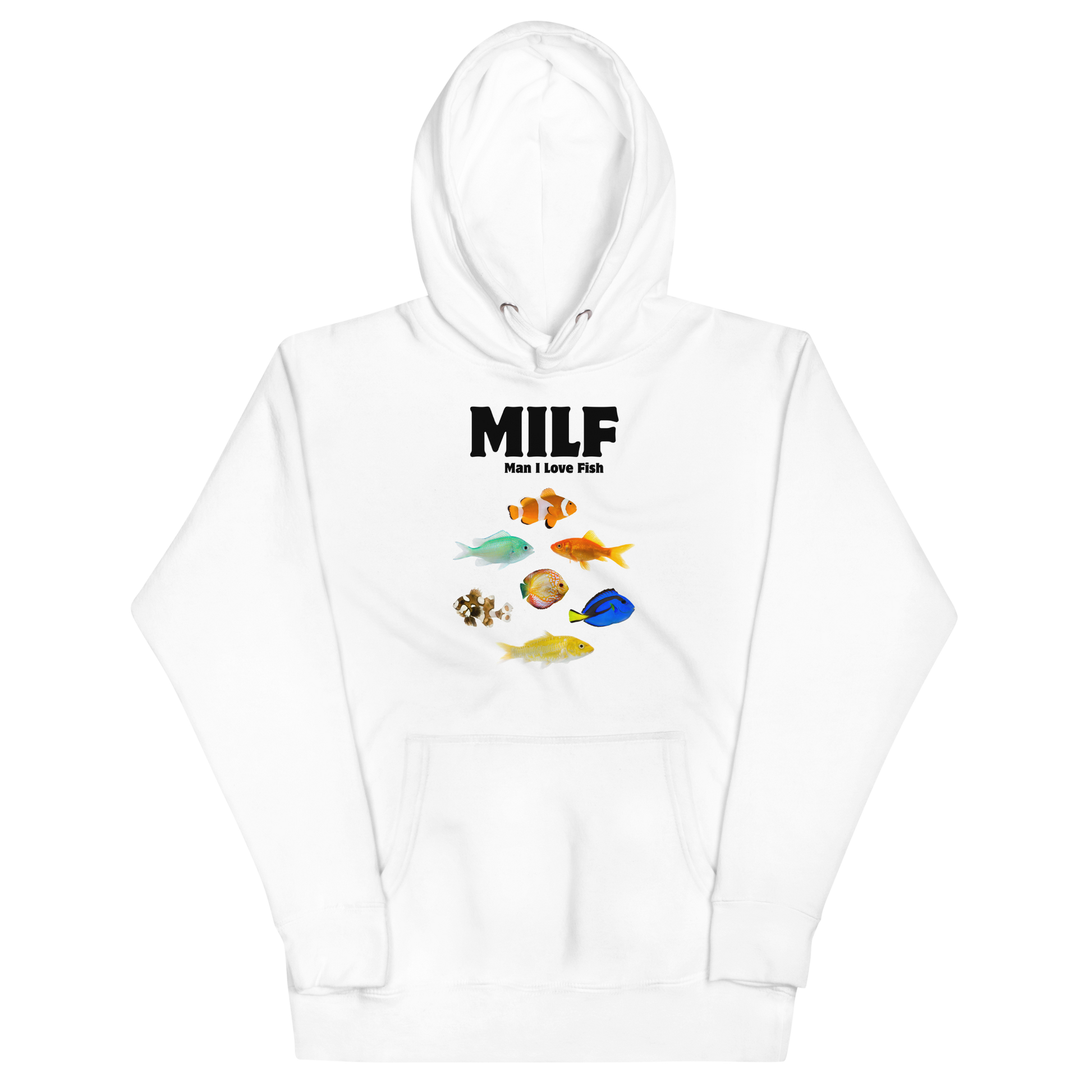 Funny Man I Love Fish premium graphic hoodie in white by Boozy Fox