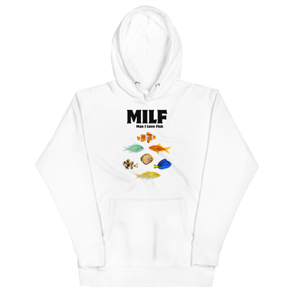 Funny Man I Love Fish premium graphic hoodie in white by Boozy Fox