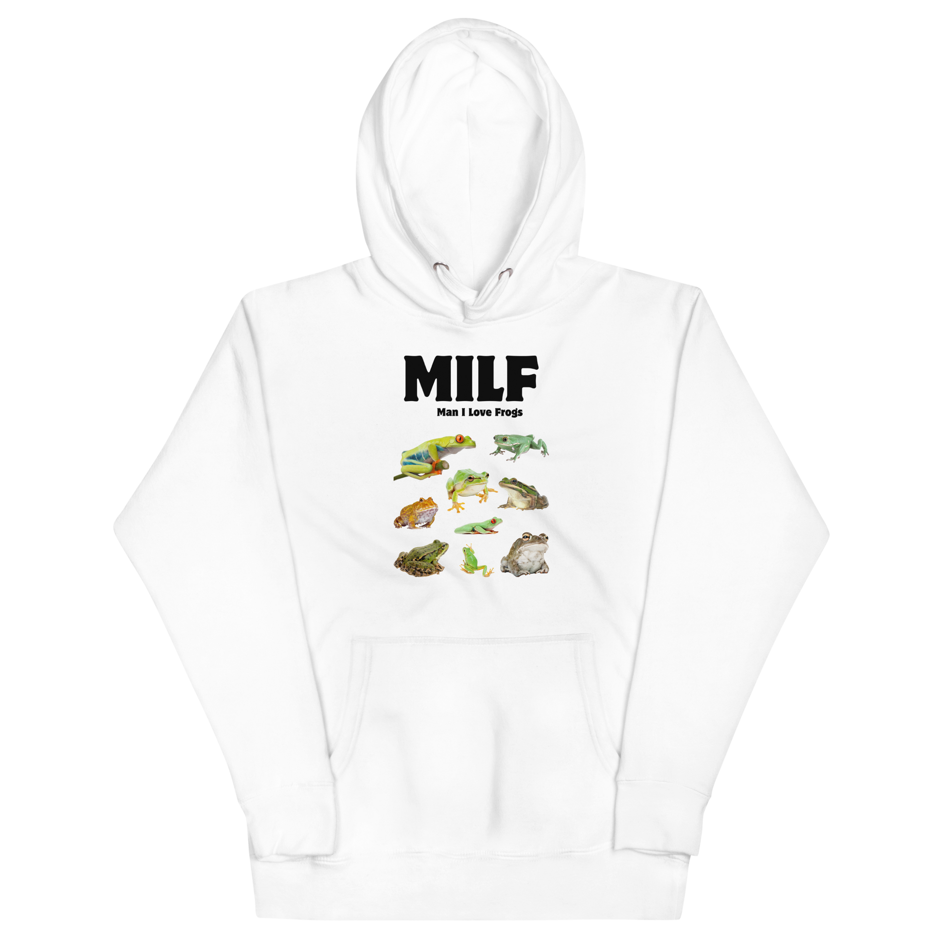 Funny Man I Love Frogs premium graphic hoodie in white by Boozy Fox