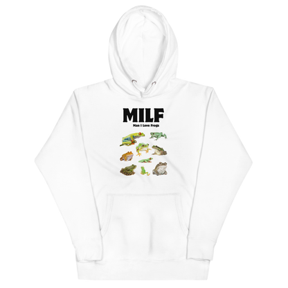 Funny Man I Love Frogs premium graphic hoodie in white by Boozy Fox