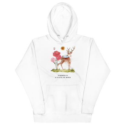 Funny Summer Is a State of Mind Deer premium graphic hoodie in white by Boozy Fox