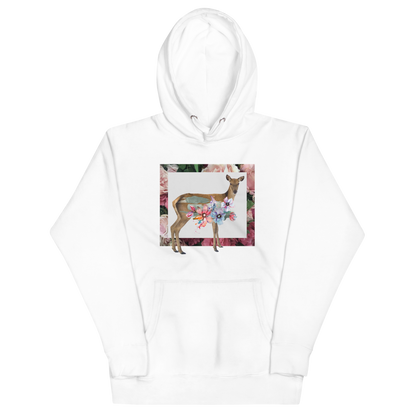 Funny Floral Deer summer premium graphic hoodie in white by Boozy Fox