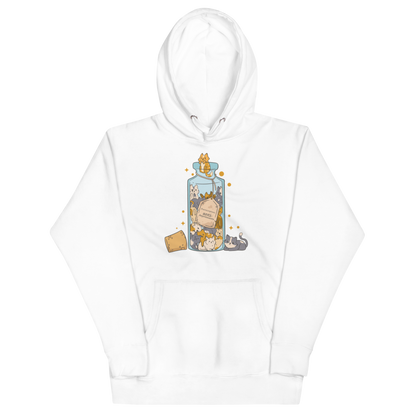 Funny Purrscription: Anti-depressants Cat premium graphic hoodie in white by Boozy Fox