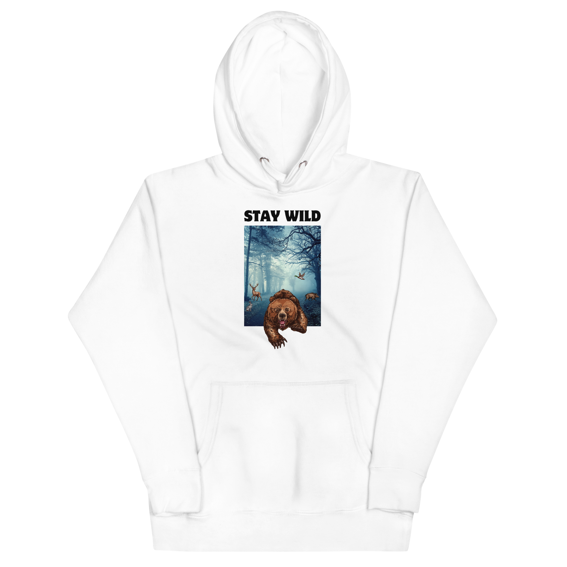 Funny Stay Wild Bear premium graphic hoodie in white by Boozy Fox