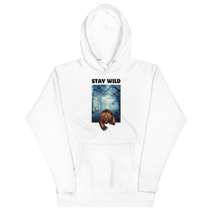 Funny Stay Wild Bear premium graphic hoodie in white by Boozy Fox