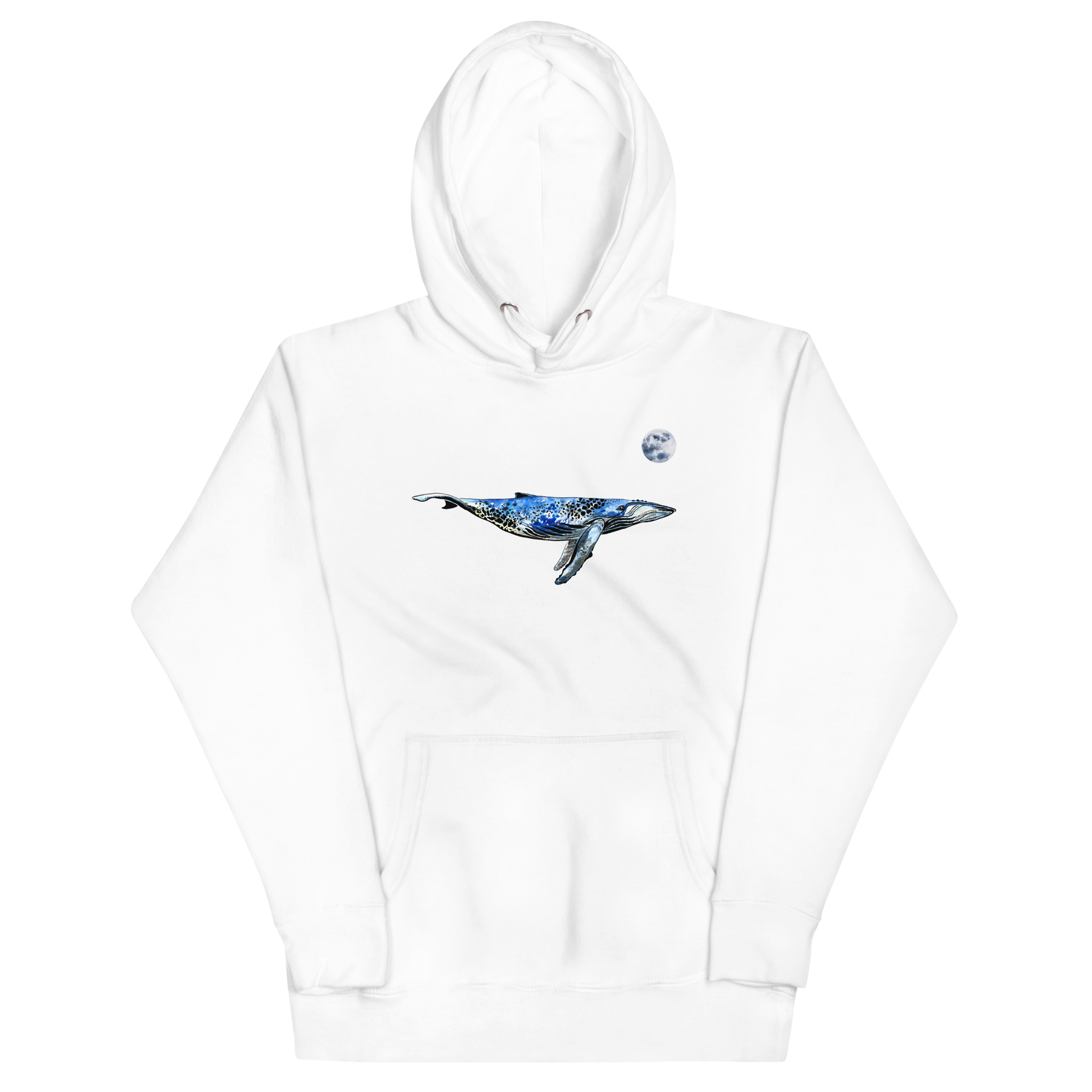 Funny Whale under the moon premium graphic hoodie in white by Boozy Fox
