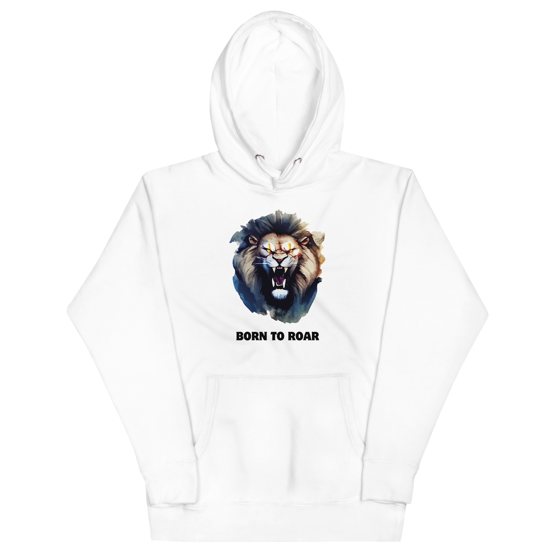 Funny Born to Roar Angry Lion premium graphic hoodie in white by Boozy Fox