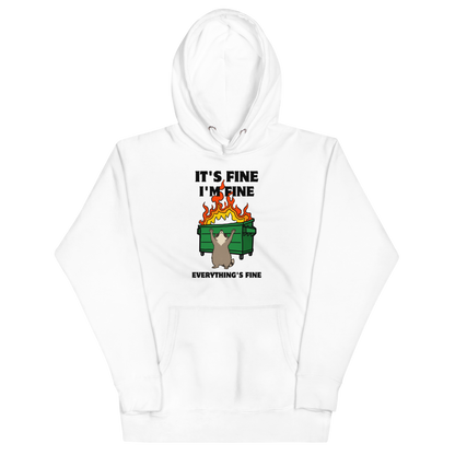 Funny Dumpster Fire Raccoon premium graphic hoodie in white by Boozy Fox
