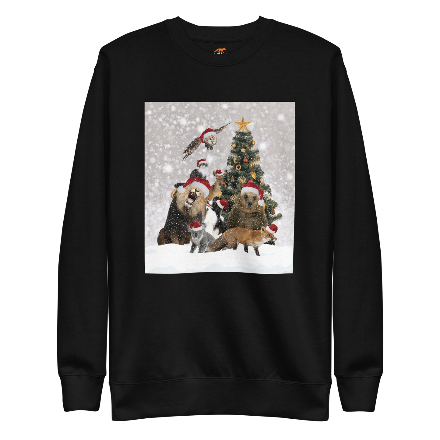 Christmas Animals Graphic Premium Sweatshirt Online - Black - Boozy Fox