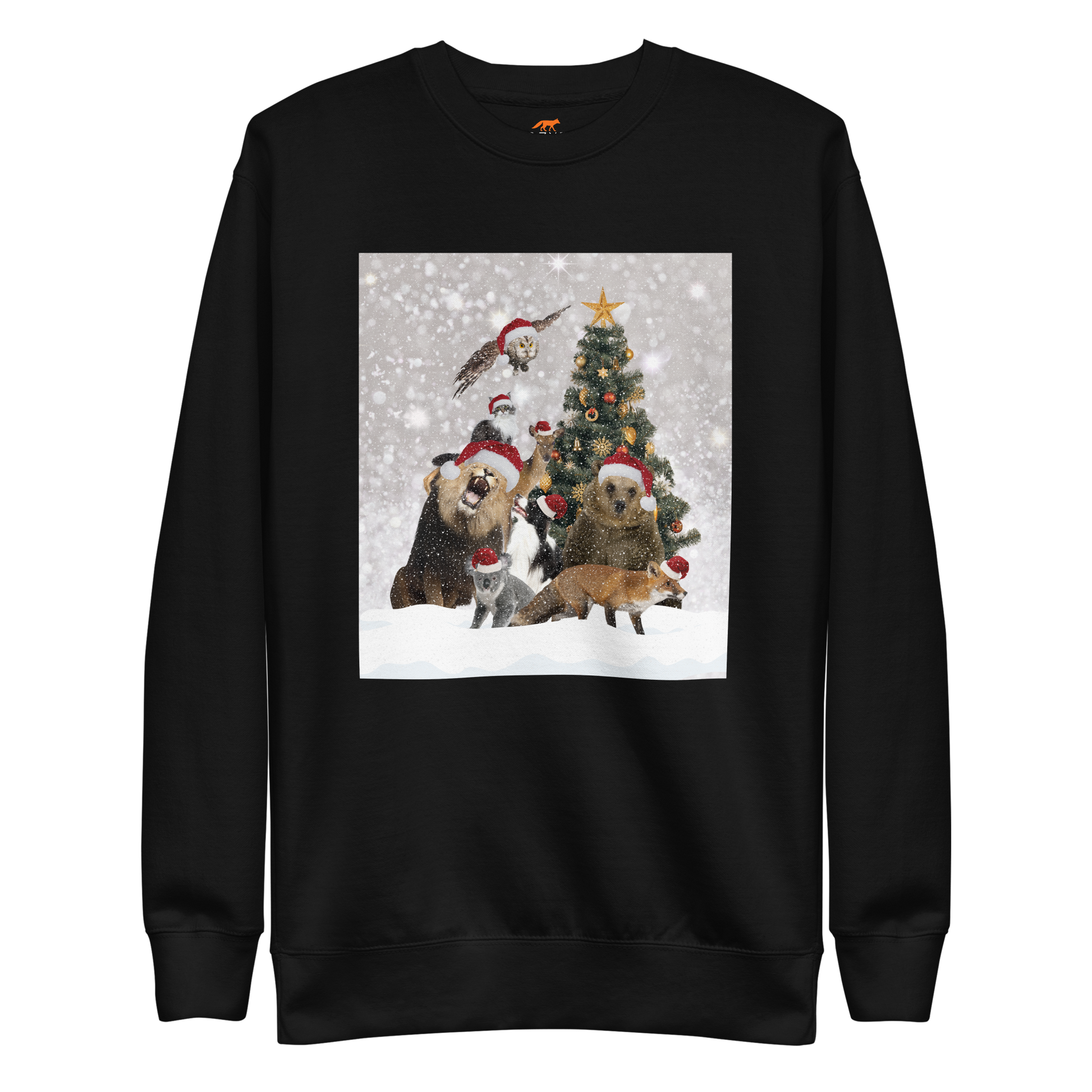 Christmas Animals Graphic Premium Sweatshirt Online - Black - Boozy Fox