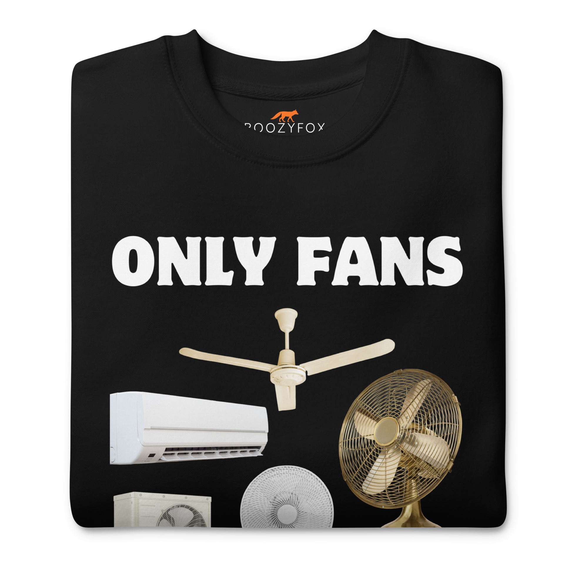 Front details of a Black Only Fans Graphic Premium Sweatshirt - Boozy Fox