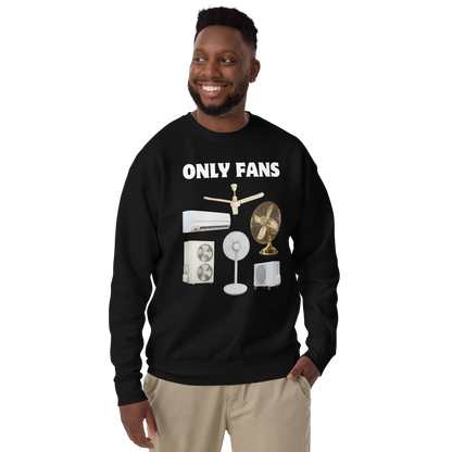 Smiling man wearing a Black Only Fans Graphic Premium Sweatshirt - Boozy Fox