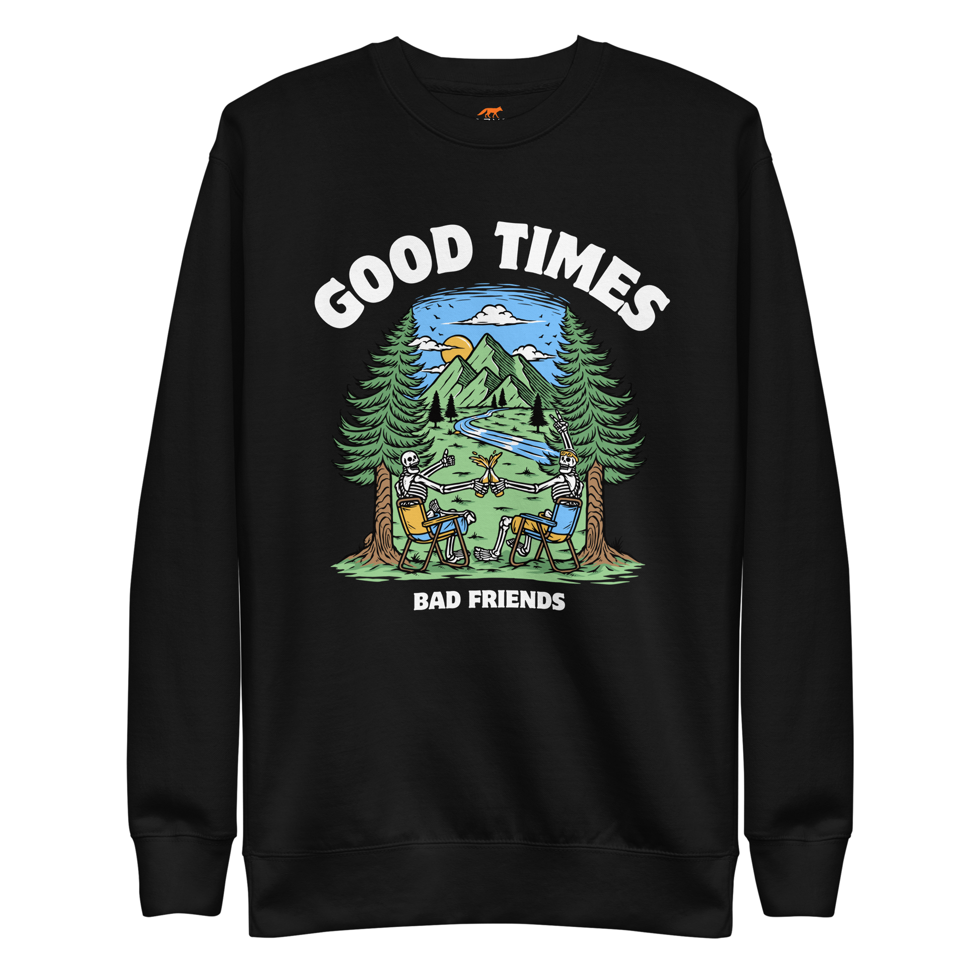 Good Times Bad Friends Graphic Premium Sweatshirt Online - Black - Boozy Fox