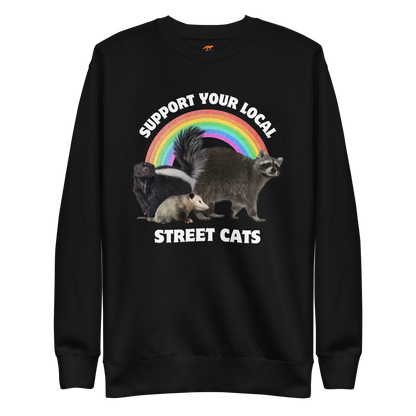 Support Your Local Street Cats Graphic Premium Sweatshirt Online - Black - Boozy Fox